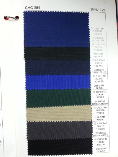 SC-GNLN CVC 面料   C60/T40  45*45 141*72 / 157*88 100/2*100/2 / 80/2*80/2 145*80 / 32*32 138*70 / 21*21 106*52 / 21*21 115*58 / 32/2*16 102*48  107/109/115/129/147/186/198/215GSM 側面照